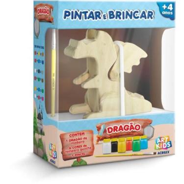 Imagem de Brinquedo para Colorir Dragao PINTAR/BRINCAR C/GUACHE - Acrilex