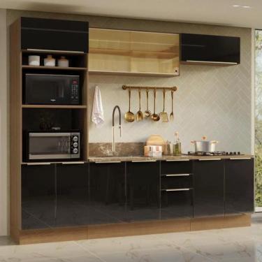 Imagem de Armário De Cozinha Completa 270 Cm Rustic/preto Lux Madesa 06 Rustic/p