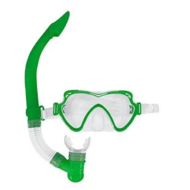 Imagem de Mascara de Mergulho e Snorkel Juvenil para Praia e Piscina Verde - MOR