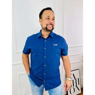 Imagem de Camisa Masculina Linho Manga Curta 118003 91110041 - Broken Rules, Azu