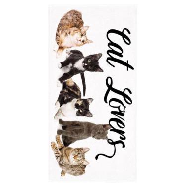 Imagem de Toalha de Banho Aveludada Transfer Cat Lovers Preto Lepper