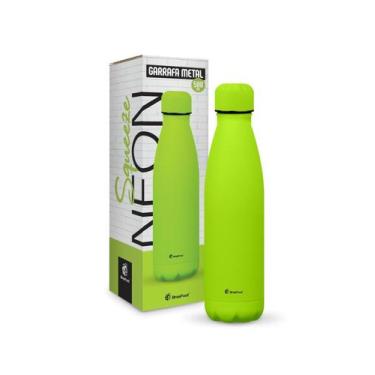 Imagem de Garrafa termica academia metal neo 500ml cores - verde neon - Brasfoot