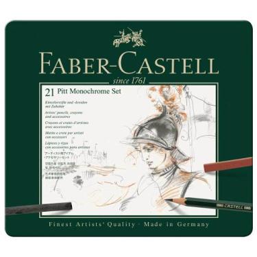Imagem de Estojo Metal Monocromático Faber Castell para Desenho 21 Peças
