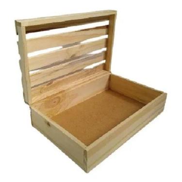 Imagem de Baú de Madeira Pinus para Cesta, Presentes, Decoração (Grande Sem Fras