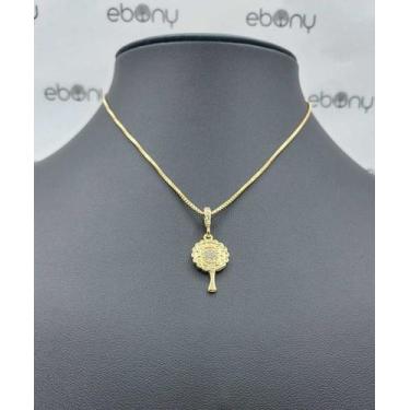 Imagem de Conjunto pingente abebe oxum + corrente banhado ouro - Filho da Lua