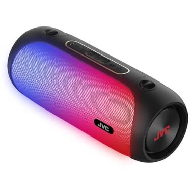 Imagem de JVC Alto-falante sem fio portátil iluminado com saídas máximas de 20 W, som dinâmico, Bluetooth 5.0, capacidade TWS, USB-C, entrada auxiliar, vida útil da bateria de até 6 horas - SPPA7BTB (preto)
