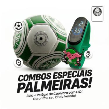 Imagem de Kit Palmeiras Bola Futebol Sintética e Relógio Infantil