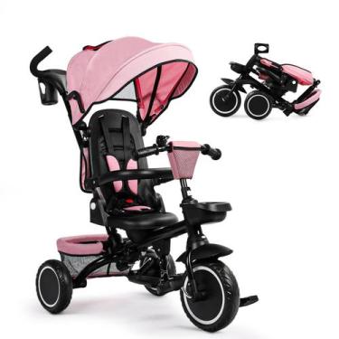 Imagem de Triciclo Infantil TODEFULL 8 em 1 Dobrável Rosa para Bebê