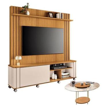 Imagem de Estante Home Theater Trinus Cinamomo Off White com Mesa de Centro Sky 