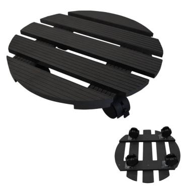 Imagem de Suporte Vaso Planta Redondo Rodinhas Deck Movel Decoracao Pallet Jardim Varandas Sacadas Resistente Versatil