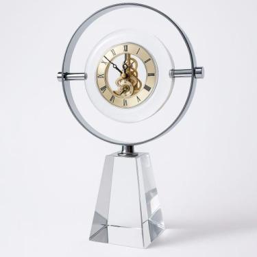 Imagem de Relógio de Mesa Vitino Crystal Orbit Base de Cristal Aro Cromado Skele
