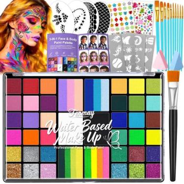 Imagem de Kit de Pintura Facial Fenmay 42 Cores Não Tóxico com Estênceis