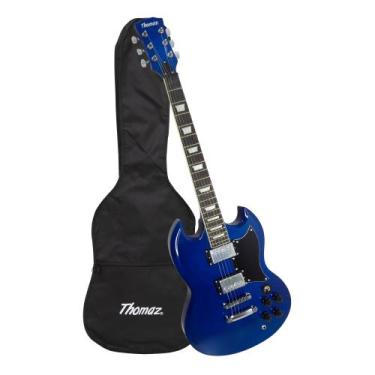 Imagem de Kit Guitarra Elétrica SG TEG 340 Azul com Capa Thomaz
