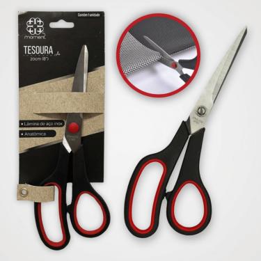 Imagem de Tesoura Multiuso Moment 8 Polegadas Lâminas de Metal Resistentes Cabo em Plástico Ergonômico para Escritório Preto
