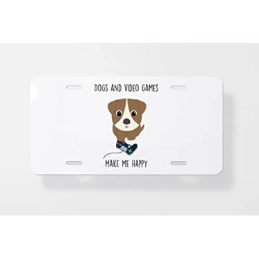 Imagem de Capa para placa de licença Dogs and Video Games Make Me Happy - Capa para placa de carro nova para carro - Capa para moldura da placa de carro 15 x 30 cm
