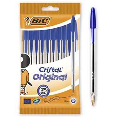 Imagem de Bic Canetas esferográficas originais Cristal Ponto médio 1,0 mm Azul Pacote com 10