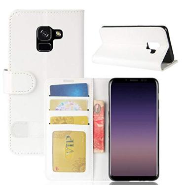 Imagem de Capa ultrafina para Galaxy A5 (2018) A530F Capa de couro flip horizontal com textura Crazy Horse com suporte e compartimentos para cartões e carteira (preto) Capa traseira para telefone (cor branca)