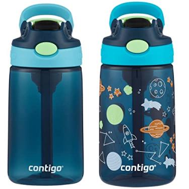 Imagem de Contigo Garrafa Infantil de Água com Canudo Autobico Redesenhado, 400 ml, 2 Unidades, Mirtilo e Framboesa Azul com Cosmos