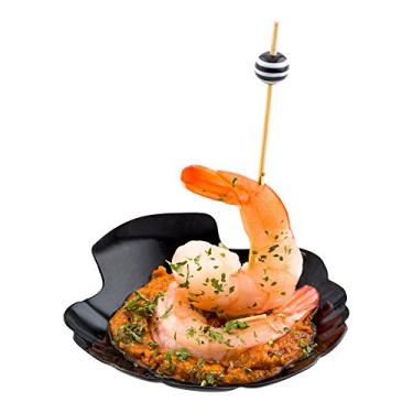 Imagem de Prato de aperitivo de concha de 8,4 cm: Placa de plástico preto - Perfeito para servir bouche e horas de horas - Descartáveis e reciclável - 100-CT - Utensílios de restaurante
