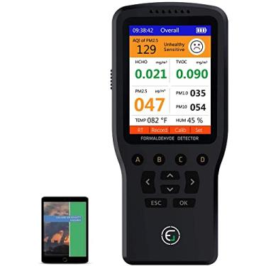 Imagem de Monitor de poluição da qualidade do ar, detector de formaldeído, medidor de temperatura e umidade, sensor, testador; detecta poeira PM2,5/PM10/PM1,0 mícrons, teste de gás composto orgânico volátil