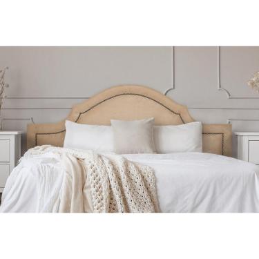 Imagem de Cabeceira King Provençal 193x60cm Suede Bege - Tachas Fumê