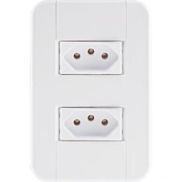 Imagem de Conjunto 4x2 com 2 Tomadas 2P+T 20 A 250 V Tramontina Tablet  Branco Tramontina