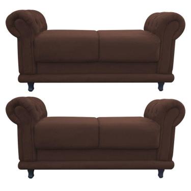 Imagem de Kit 02 Recamier Barcelona Suede Marrom