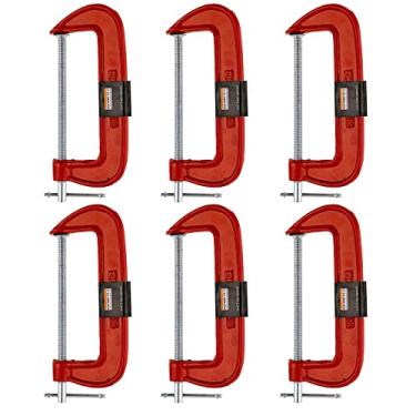 Imagem de Kit 6 Grampos Tipo C Marceneiro Leve 6 Polegadas Starfer