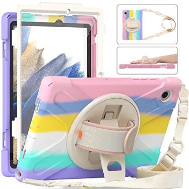 Imagem de GooodiDEAR Capa para Samsung Galaxy Tab A8, SM-X200/X205, à prova de choque, 10,5 polegadas, suporte giratório 360, alça de ombro, suporte para lápis, capa protetora para tablet Galaxy Tab A8, cor