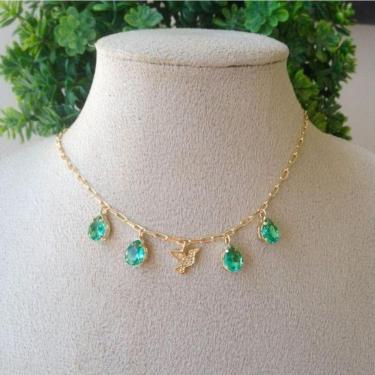 Imagem de Chocker Gota +pingente Espirito Santo Banhado A Ouro 18k