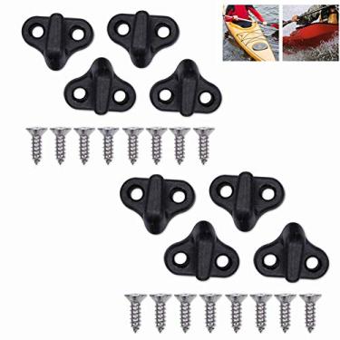 Imagem de Ganchos de cílios Wbestexercícios, 8 ganchos de encaixe duplo em formato de J ganchos de nylon elásticos de substituição com parafusos de cabeça lisa para Kayak Canoe Boats Paddle Board preto