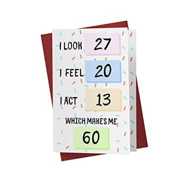 Imagem de Cartas engraçadas de 60 anos para mulheres ou homens – Para amigos, família, namorado, etc. – Cartas engraçadas de aniversário 60 anos de idade – Cartas de aniversário perfeitas e engraçadas de 60 anos – com envelope