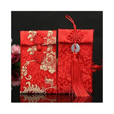 Imagem de Envelopes de presente Lilith li Chinese Element Festive Silk Red Envelopes 2 peças/conjunto (HF2G)