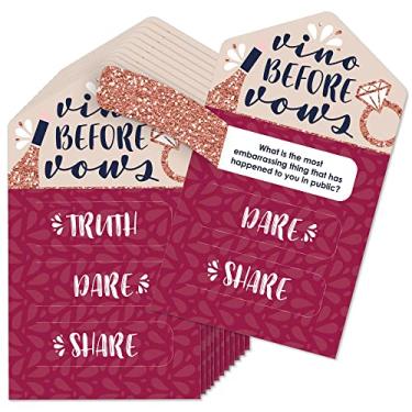 Imagem de Big Dot of Happiness Vino Before Vows - Winery Bridal Shower ou Bachelorette Party Game Pickle Cards - Verdade, Desafio, Compartilhar abas de puxar - Conjunto de 12