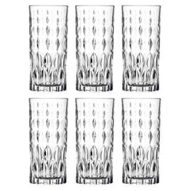 Imagem de Highball – Vidro – Conjunto de 6 copos de haltere – vidro cristalino – Belo design – Copos de bebida – para água, suco, vinho, cerveja e coquetéis – 325 g. - da Barski - Feito na Europa