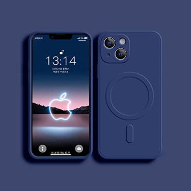 Imagem de Capa magnética de silicone líquido para iPhone 11 12 13 Pro Max X Xs Xr 8 Plus 13 Mini 12 Mini Carregador Sem Fio Capa Magnética para Telefone, Azul, Para iPhone 12 Mini