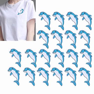 Imagem de Pssopp 20 peças de adesivos de ferro em padrão de golfinhos bordado para roupas de animais aplique de crachá para roupas faça você mesmo aplique para costura ou passar a ferro, camiseta jeans bolsa