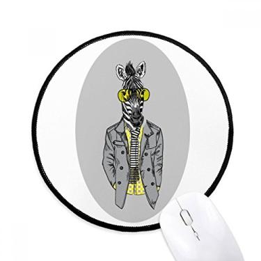 Imagem de Mouse pad de animal de mesa amarelo cinza Pinto cinza tapete redondo para computador