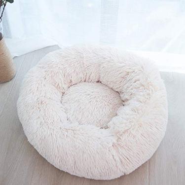 Imagem de Cama de cachorro grande de donut de luxo com capa lavável, almofada removível e macia para animais de estimação, cama para animais de estimação calmante, saco de dormir redondo para gatinho,