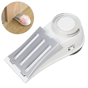 Imagem de Alarme de batente de porta, batentes de porta portáteis de 125 dB segurança para viagens em hotéis domésticos, cunha de trava de alarme de porta de 3 níveis de sensibilidade