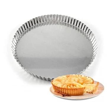 Imagem de Forma Torta Crespa Fundo Fixo Ondulada 15cm Em Alumínio