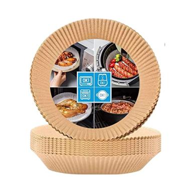 Imagem de Forro De Papel Descartável Air Fryer 50 Pçs 16cm Tapete Protetor 20cmTapete Protetor 20cm Antiaderentes Descartáveis Para Fritadeira A Ar À Prova De Óleo E D'água, Pergaminho De Grau