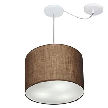 Imagem de Lustre Pendente com Desvio de Centro Cúpula Tecido 40x30 cm, Vivare Iluminação, Pendente4258 LC, Café, Médio