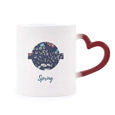 Imagem de Caneca branca azul com tinta de planta sensível ao calor Caneca vermelha que muda de cor