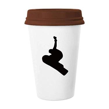 Imagem de Skateboarding Sport Black Jumping Outline Caneca de café bebendo vidro cerâmica copo tampa