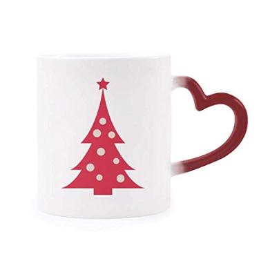 Imagem de Caneca vermelha de árvore de Natal festival vermelho sensível ao calor Caneca de grés que muda de cor vermelha