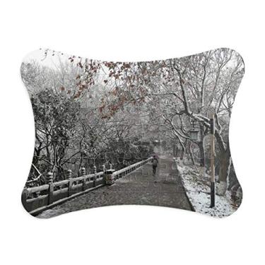 Imagem de Moldura de quebra-cabeça para fotografia de estrada Snow View Road Jogo de cartas de papel Casa