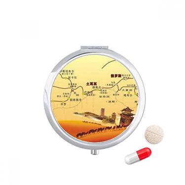 Imagem de Landmark Camel Desert Journey Porta-comprimidos de seda, caixa de armazenamento de remédios