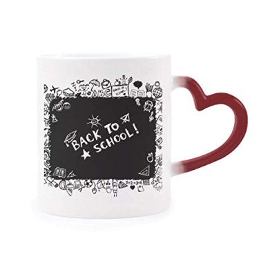 Imagem de Lousa grafite estilo escolar contorno sensível ao calor caneca vermelha mudança de cor grés