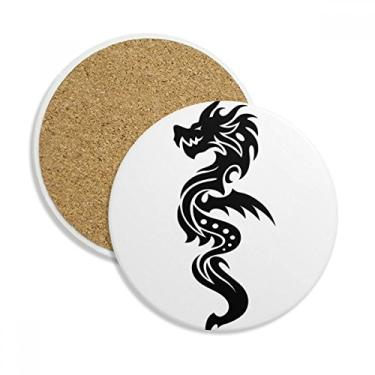 Imagem de Caneca de porta-copos Dragon Animal Art Grain Contorno de grão Caneca de mesa Pedra absorvente de proteção de mesa